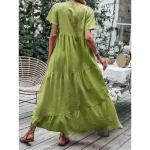 Women's Blue Sky Blue Green Summer Spring Maxi Dress Cotton Linen Dresses Casual Dress Basic Modern Daily Weekend Loose Fit Plain V Neck 2025 - Image 5