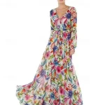 Women's Long Dress Maxi Dress Floral Dress Fashion Outdoor Date Going out Regular Fit Flower Sleeveless V Neck Yellow Navy Blue Blue Fuchsia Summer 20 - Image 4