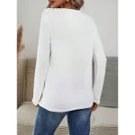 Women's T shirt Long Sleeve Letter Cross Casual Long Sleeve Round Neck Regular Tops Daily Weekend Print White Fall Winter Prefall 2025 - Image 2