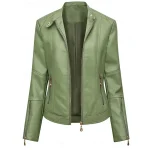 Women's Faux Leather Jacket Casual Jacket Comfortable Breathable Zipper Pocket Fashion Casual Plain Vacation Street Casual Daily Wear Zipper Short Tur - Image 3