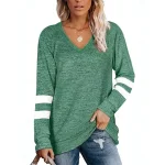 Women's T Shirt Striped Fashion Stylish Modern Long Sleeve V Neck Regular Tops Daily Weekend Print Black Blue Green Khaki Summer 2025 - Image 2