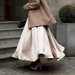 Women's Skirt Swing Long Skirt Elegant Fashion Maxi High Waist Skirts Solid Colored Street Daily Black White Khaki Summer Satin 2025 - Image 2