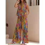 Women's Elegant Fashion Streetwear Two Piece Sets Blouse Vest Pants Trousers Sleeveless Crew Neck Outdoor Work Casual Floral Print Vacation Vintage Da - Image 2