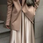 Women's Skirt Swing Long Skirt Elegant Fashion Maxi High Waist Skirts Solid Colored Street Daily Black White Khaki Summer Satin 2025 - Image 3