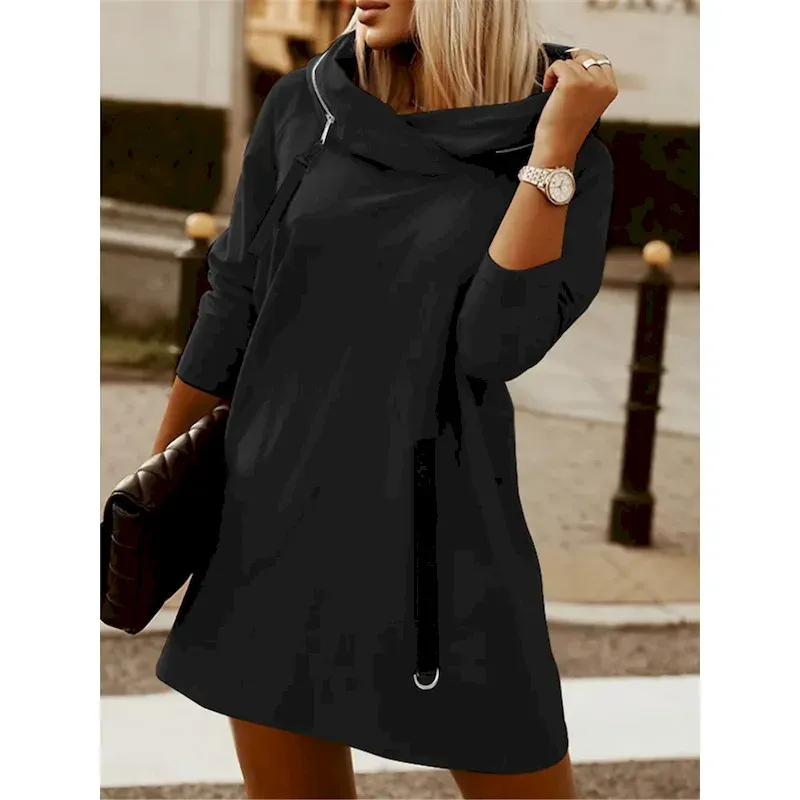 efdhoi1727890179513.webp Women's Hoodie Sweatshirt Casual Plain Street Dailywear Hoodie Zipper Long Sleeve Black Red Army Green Fall Winter 2025 - Image 1