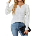 Women's Blouse Solid Color Elegant Stylish Basic Long Sleeve Crew Neck Regular Tops Daily Black White Blue Khaki Summer Spring 2025