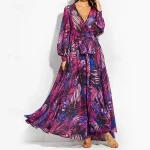 Women's Long Dress Maxi Dress Floral Dress Fashion Outdoor Date Going out Regular Fit Flower Sleeveless V Neck Yellow Navy Blue Blue Fuchsia Summer 20