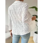 Women's Jacket Dailywear Lace Solid Color Windproof Vintage Regular Fit Outerwear Long Sleeve Spring White S 2025 - Image 2