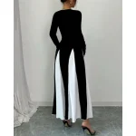 Women's Long Dress Maxi Dress Graduation Dress Casual Dress Fashion Modern Outdoor Vacation Daily Regular Fit Color Block Long Sleeve Crew Neck Black - Image 2