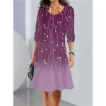 Women's Casual Dress Floral Print Crew Neck Mini Dress Stylish Casual Daily Date Long Sleeve Summer 2025 - Image 2