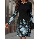 Women's Maxi Dress Sweatshirt Dress Winter Dress Corset Dress Sheath Dress Elegant Stylish Vacation Party Street Regular Fit Floral Long Sleeve Crew N