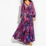 Women's Long Dress Maxi Dress Floral Dress Fashion Outdoor Date Going out Regular Fit Flower Sleeveless V Neck Yellow Navy Blue Blue Fuchsia Summer 20 - Image 2