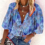 Women's Shirt Basic Buttons Print Long Sleeve Regular Tops Casual Pink Blue Green Spring Fall 2025 - Image 2