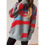Women's Sweater Pullover Sweater Jumper Casual Soft Graphic Ribbed Crew Neck Knitted Long Sleeve Regular Tops Knit Outdoor Daily Weekend Red Fall Wint - Image 3