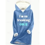 Women's Pullover Hoodie Sweatshirt Letter Warm Casual Fuzzy Long Sleeve Hooded Long Tops Casual Sports Print Pink Blue Gray Fall Winter 2025 - Image 2