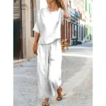 Women's Cotton Linen Sets Two Piece Sets Pure Color Hot Casual Comfort Home Daily Spring Fall 2025
