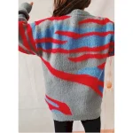 Women's Sweater Pullover Sweater Jumper Casual Soft Graphic Ribbed Crew Neck Knitted Long Sleeve Regular Tops Knit Outdoor Daily Weekend Red Fall Wint - Image 2