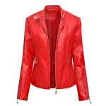 Women's Faux Leather Jacket Casual Jacket Comfortable Breathable Zipper Pocket Fashion Casual Plain Vacation Street Casual Daily Wear Zipper Short Tur - Image 5