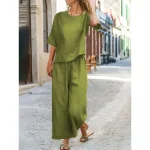 Women's Cotton Linen Sets Two Piece Sets Pure Color Hot Casual Comfort Home Daily Spring Fall 2025 - Image 5