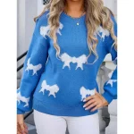 Women's Valentine Pink Sweater Pullover Elegant Color Block Crew Neck Knitted Long Sleeve Regular Tops Knit Fashion Streetwear Outdoor Daily Weekend P