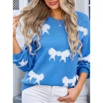 Women's Valentine Pink Sweater Pullover Elegant Color Block Crew Neck Knitted Long Sleeve Regular Tops Knit Fashion Streetwear Outdoor Daily Weekend P - Image 5