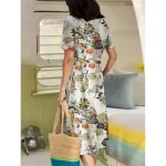 Women's Yellow Navy Blue Purple Summer Spring Midi Dress Cotton Linen Dresses Casual Dress Cotton Summer Dress Basic Casual Outdoor Vacation Daily Loo - Image 5