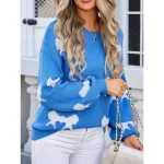 Women's Valentine Pink Sweater Pullover Elegant Color Block Crew Neck Knitted Long Sleeve Regular Tops Knit Fashion Streetwear Outdoor Daily Weekend P - Image 4