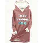 Women's Pullover Hoodie Sweatshirt Letter Warm Casual Fuzzy Long Sleeve Hooded Long Tops Casual Sports Print Pink Blue Gray Fall Winter 2025 - Image 4