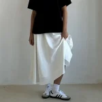 Women's Skirt Swing Long Skirt Elegant Fashion Maxi High Waist Skirts Solid Colored Street Daily Black White Khaki Summer Satin 2025 - Image 4