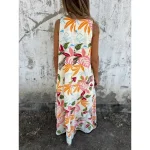 Women's Maxi Dress A Line Dress Slip Dress Vacation Casual Boho Outdoor Going out Regular Fit Floral Sleeveless V Neck Blue Apricot Beige Summer 2025 - Image 4