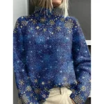 Women's Sweater Cardigan Elegant Fashion Streetwear Floral Turtleneck Floral Buttons Knitted Long Sleeve Regular Tops Knit Outdoor Daily Weekend Yello - Image 4