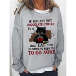 Women's Oversized Sweatshirt Pullover Cotton Blend Cat Street Casual Vintage Basic Round Neck Long Sleeve Top Micro-elastic Fall & Winter Comfrt Breat