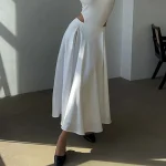 Women's Skirt Swing Long Skirt Elegant Fashion Maxi High Waist Skirts Solid Colored Street Daily Black White Khaki Summer Satin 2025 - Image 5