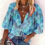 Women's Shirt Basic Buttons Print Long Sleeve Regular Tops Casual Pink Blue Green Spring Fall 2025