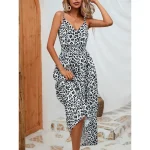 Women's Maxi Dress Casual Dress A Line Dress Slip Dress Stylish Casual Vacation Daily Regular Fit Leopard Sleeveless Strap White Yellow Summer 2025 - Image 2